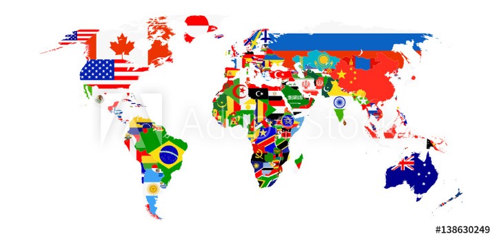 Picture of World Flag Map isolated on white